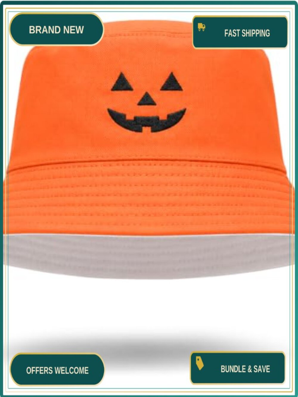 Reversible Halloween Pumpkin Bucket Hat Unisex Costume Party Fall Accessory